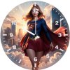 supergirl soars protecting metropolis city vv wall clock