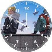miles morales x gwen stacy playing with city birds q0 wall clock