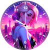 gwen stacy among the skyscrapers hi wall clock