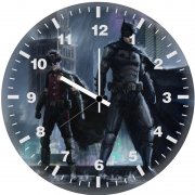 batman and robin in rainy gotham h1 wall clock
