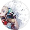 harley quinn art bw wall clock