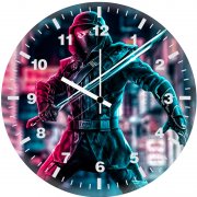ronin neon art oq wall clock