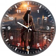 wonder woman watchful eye over the city c1 wall clock