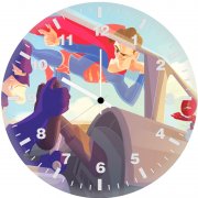 batman flying jet alongside superman spiderman 5i wall clock