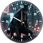 batgirl perched on a gotham rooftop to wall clock
