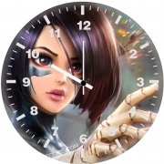 alita battle angel digitalart 4o wall clock
