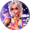 harley quinn with baseball ru wall clock