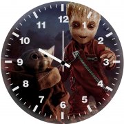 baby yoda and baby groot 4o wall clock