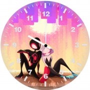 miles morales x gwen stacy side by side a6 wall clock