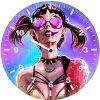 harley quinn cyber em wall clock