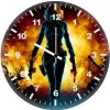 black widow walking through fire 0n wall clock