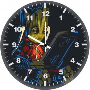 baby groot listening to music qi wall clock