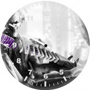 joker playing with cards monochrome 3b wall clock