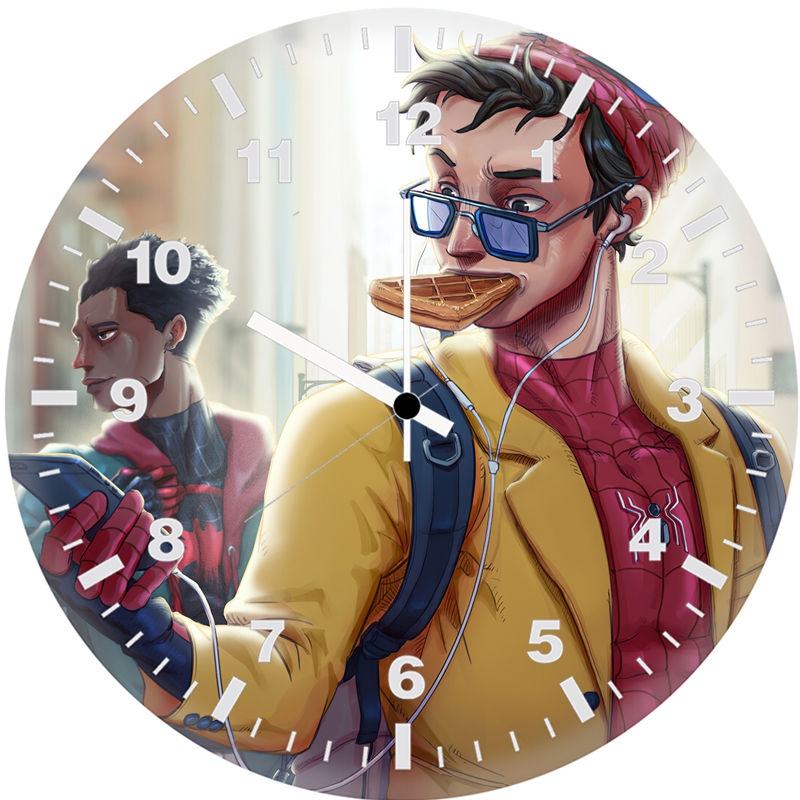 spiderman eating waffle f7 wall clock