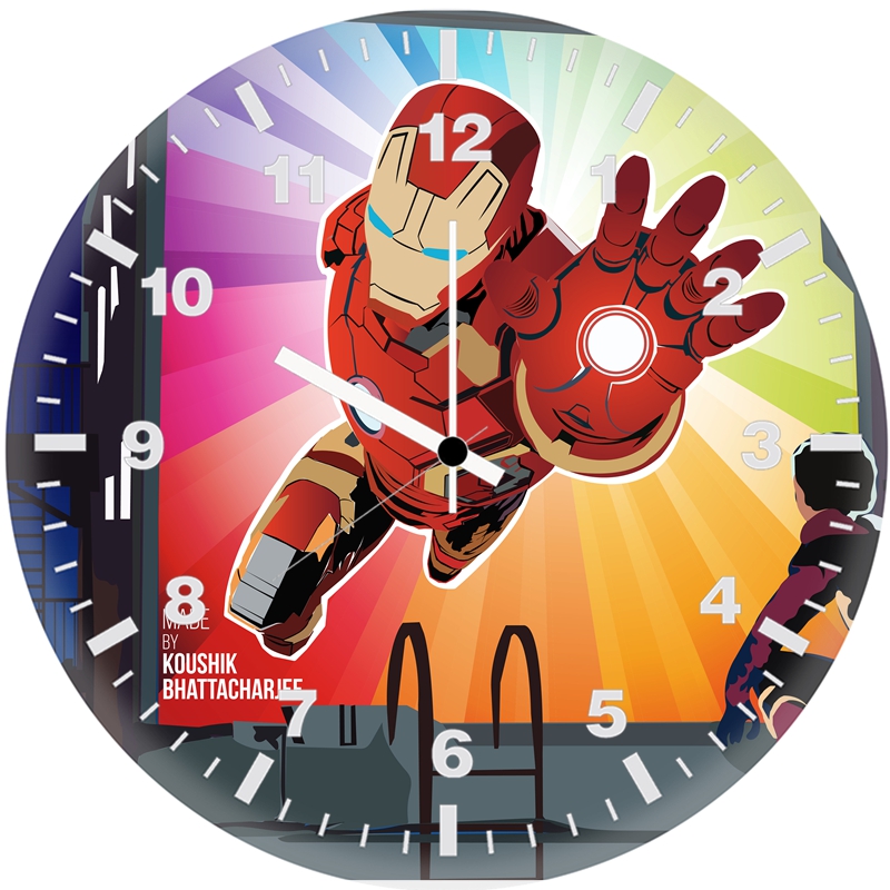 spiderman missing iron man yi wall clock